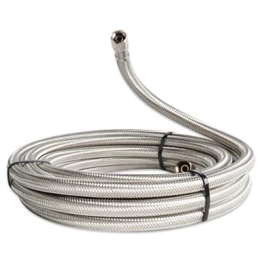 Imagem de MACHOSSY Linha de água de geladeira de 3,5 m, mangueira de água trançada de aço inoxidável premium, tubo interno PEX de grau alimentício, linha de água de geladeira de aço inoxidável, 4,5 m, linha de