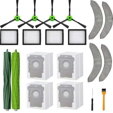 Imagem de Kit de peças de reposição compatível com iRobot Roomba Combo j7+ Plus, Combo j9+, Combo 10 Max Vacuum, inclui 1 conjunto de escovas de rolo, 4 esfregões, 4 filtros HEPA, 4 escovas laterais, 4 sacos de