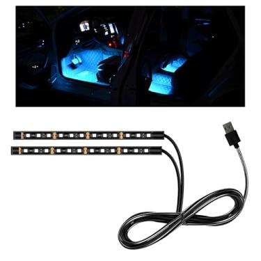 Imagem de MUQIDA Faixa de luz LED para carro, 12 V 24 LEDs, lâmpada de atmosfera interior automotiva com porta USB, faixa decorativa de luz noturna neon ambiente para veículo sob o painel, acessórios universais
