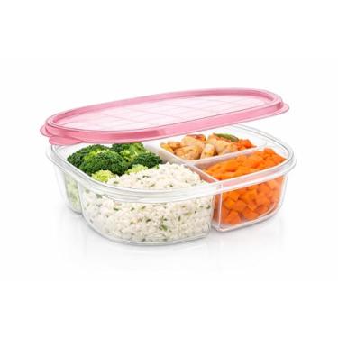 Imagem de Marmita Com Divisórias – Vasilha para Alimentos - Pote Organizador, Multiuso, Tampa Vedada, Ideal para Lanche ou Marmita - 4 Divisórias