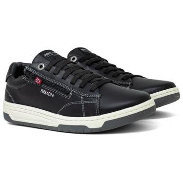 Imagem de Sapatênis Masculino Ferracini 24h Vox Casual Couro Cadarço Elástico Co