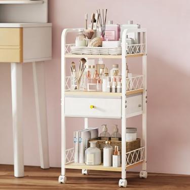 Imagem de Carrinho organizador de maquiagem de chão com gaveta, organizadores e armazenamento de banheiro, versátil para cuidados com a pele, organizador de perfume, expositor de cosméticos para pincel de