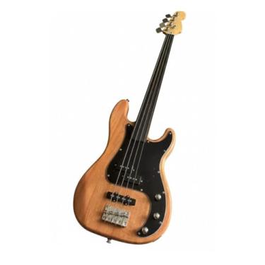 Imagem de Fretless Electric Bass Guitar Solid Mahogany Body Rosewood Fretboard PJ Pickups 4 String Natural Wood