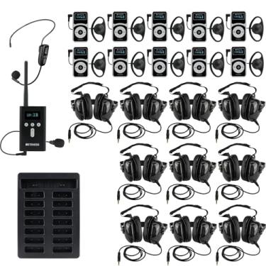 Imagem de Retekess T130P (3ª geração T130) Sistema de guia turístico com fones de ouvido, microfone e alto-falante guia turístico, 160 m/524 pés, redução de ruído, fones de ouvido com cancelamento de ruído de