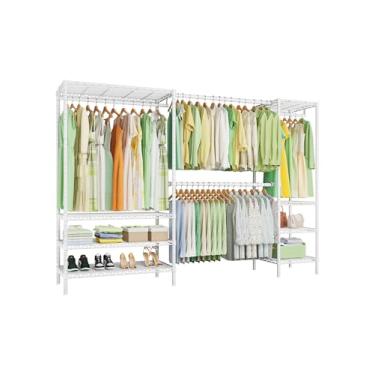 Imagem de Ulif E11 Suporte para roupas resistentes, cabideiro independente de metal e organizador de armazenamento de armário com 8 prateleiras e 4 varões, (73 a 97 cm (L) x 37 cm P x 180 cm A, carga 469 kg