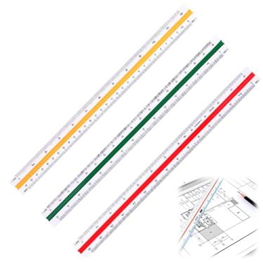 Imagem de Régua de escala arquitetônica triangular de 30,5 cm, ferramenta de desenho de alumínio codificado por cores para profissionais e estudantes