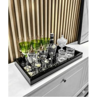 Imagem de Bandeja Preta Vidro Casa Decoração Luxo