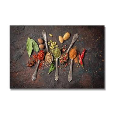 Imagem de NHLDZYH Tela decorativa cozinha, arte vintage especiarias coloridas, arte de parede quadros para sala de estar quarto cozinha. C20. 40 x 60 cm. Apenas tela