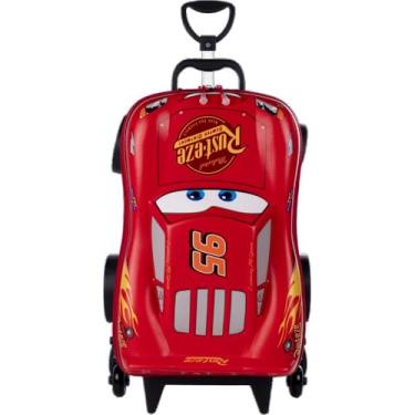 Imagem de Mala Infantil Relâmpago McQueen Cars com Rodinhas Triplas, Vermelha, 50cm, 20 Litros, EVA e Poliéster, para Crianças acima de 3 Anos