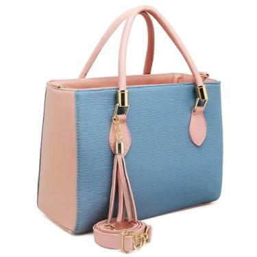 Imagem de Bolsa Feminina Média Transversal de Ombro (AZUL/ROSA)