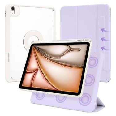 Imagem de Dwopar Capa para iPad Air de 13 polegadas M3/M2 2025/2024, iPad Pro 12,9 polegadas 6ª/5ª geração 2022/2021 com suporte para lápis, suporte vertical, capa magnética removível com três dobras, despertar