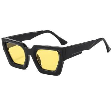 Imagem de Óculos de Sol UV400 - Lentes Cinza Bicolores Estilo Punk para Homens e Mulheres, Esportes ao Ar Livre, Corrida e Ciclismo, Preto e Amarelo