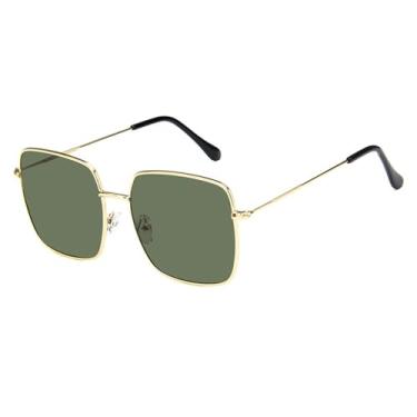 Imagem de Óculos de Sol Punk com Armação Grande em Metal e Cores Vibrantes, Proteção UV400, para Esportes ao Ar Livre, Corrida e Ciclismo, Dourado e Verde