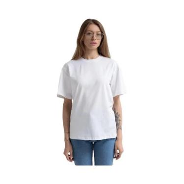 Imagem de Camisetas Básicas Femininas Oversized Em 21 Cores 100% Algodão Branco 