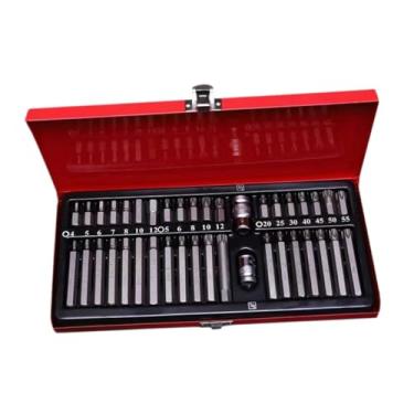 Imagem de MotiveTech Kit com 40 Soquetes Torx Estrela com Adaptadores de 1/2" e 3/8" para Uso e Fácil. Soquetes Torx Estrela com Encaixe Estriado, Vermelho