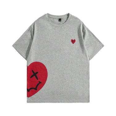 Imagem de Camisetas De Algodão Vermelhas Oversized Para Homens Verão Respirável 