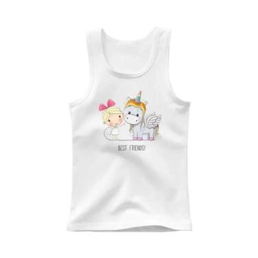 Imagem de Camiseta Regata Sem Mangas Para Meninas Com Estampa De Unicórnio Kawai