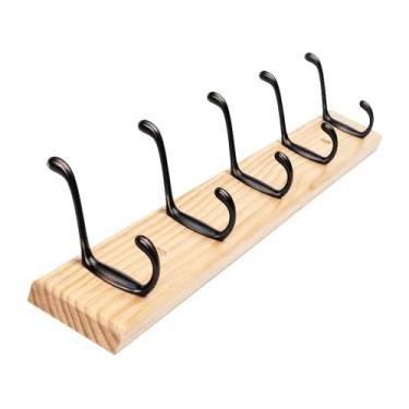 Imagem de Cabideiro montado na parede 4 ganchos modernos cabideiro de casa de fazenda para entrada banheiro armário quarto montado na parede ganchos de rack (natural 61 cm)