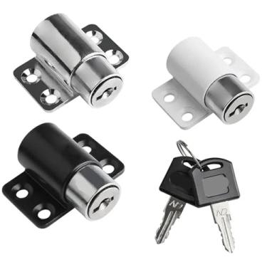 Imagem de Fechadura de porta com faixa deslizante, chave de proteção de segurança de alumínio, conjunto de segurança, limitador de fecho, fechaduras de janela de porta, 1 peça (preto)