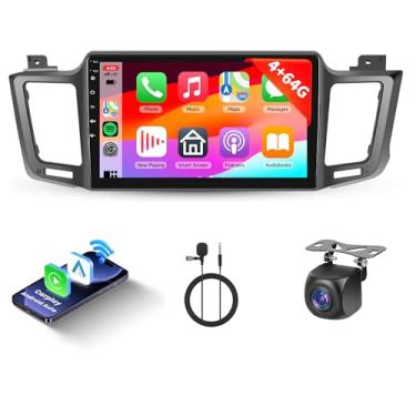 Imagem de [4G + 64G] Rádio automotivo Android para Toyota RAV4 2013-2019 sem fio Carplay Android Auto, rádio Hodozzy com tela sensível ao toque de 10,1 polegadas com Bluetooth GPS WiFi FM/RDS rádio, EQ/USB/SWC,