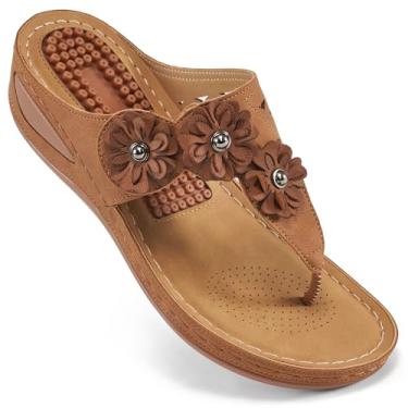 Imagem de FUDYNMALC Sandálias femininas sapatos de plataforma: chinelos confortáveis de verão 2026 para caminhadas casuais, Marrom, 37