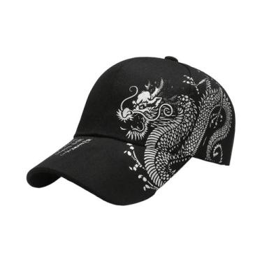Imagem de Boné Casual Estilo Chinês Com Padrão De Dragão Ajustável, Chapéu Versá