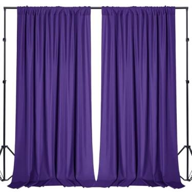 Imagem de Sugargirl Cortinas de pano de fundo roxas de poliéster com bolsos de haste para festa de aniversário, fotografia de casamento, decoração de casa (1,5 x 2,8 m, 2 painéis)