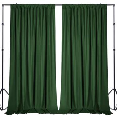 Imagem de Sugargirl Cortinas de fundo verde sem vincos, cortinas de fundo de poliéster com bolsos de haste para festa, aniversário, fotografia de casamento, decoração de casa (1,5 x 1,8 m, 2 painéis)