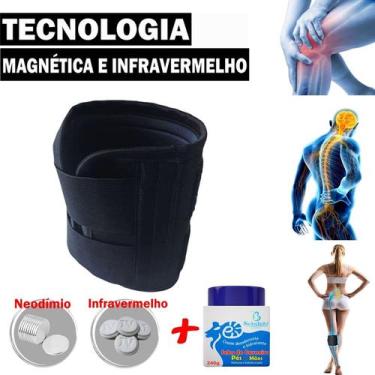 Imagem de Joelheira Magnética P/ Artrite Artrose Ciático Lombar + Creme Sebo de 