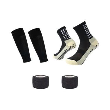Imagem de Meias De Futebol Masculinas Antiderrapantes Com Proteção Para Caneleir