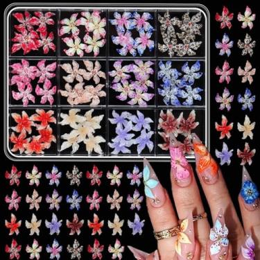 Imagem de Unha 3D para arte 60 peças 12 cores design de strass DIY acrílico ajustável flor de lírio macio para unhas de flor 3D - gemas