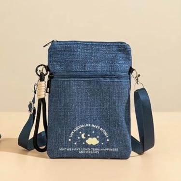 Imagem de Bolsas pequenas transversais femininas modernas de lona fofas para celular com corda antiperda e alça de ombro, nuvens, Medium, Tendência