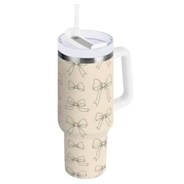 Imagem de SEHANY Copo fofo de 1,134 g com alça, copo isolado de aço inoxidável a vácuo de parede dupla à prova de vazamento, copo de viagem isolado cabe no suporte de copo de carro