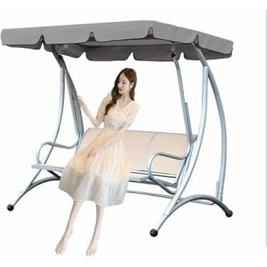 Imagem de Capa de substituição para balanço de jardim, cobertura superior impermeável e resistente aos raios UV para balanço de pátio de 2 ou 3 lugares, tecido Oxford 210D para cobertura de balanço externo~/