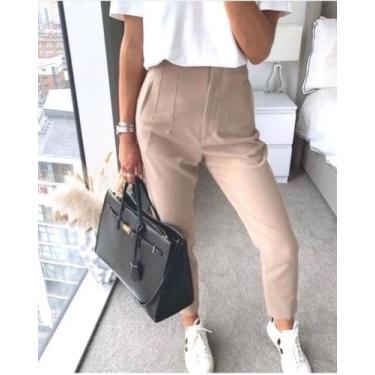 Imagem de Calça de Alfaiataria Zara Tradicional /Feminina Moda, Bege, P