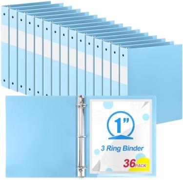 Imagem de Henoyso Fichário de plástico com 3 anéis, fichário flexível, tamanho carta, tamanho 21 x 28 cm, comporta até 225 folhas com 1 bolso, fichário versátil para escola, escritório, casa (2,5 cm, azul claro