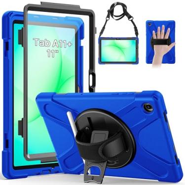 Imagem de Gerutek Capa para Samsung Galaxy Tab A11+/A11 Plus 11 polegadas 2025, proteção total contra quedas, à prova de choque, com protetor de tela, suporte giratório de 360°, alça de mão/ombro, suporte para