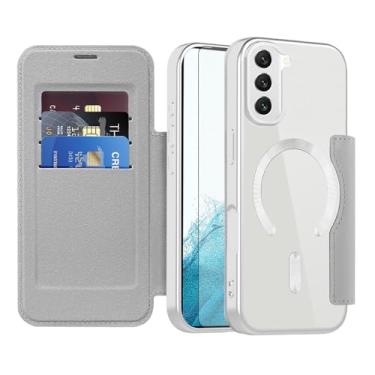 Imagem de Asuwish Capa de celular para Samsung Galaxy S22 5G capa carteira magnética com protetor de tela de vidro temperado flip porta-cartão de crédito bloqueio RFID acessórios para celular S 22 22S 4G G5 6,1