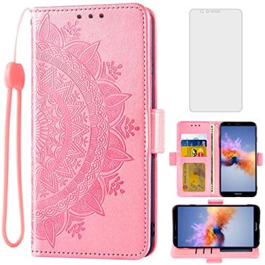 Imagem de Asuwish Capa carteira compatível com Huawei Mate SE/Honor 7X e protetor de tela de vidro temperado porta-cartões flip alça de pulso capa de celular para Hawaii Honor7X BND-L24 BND-L34 BNDL34 masculino