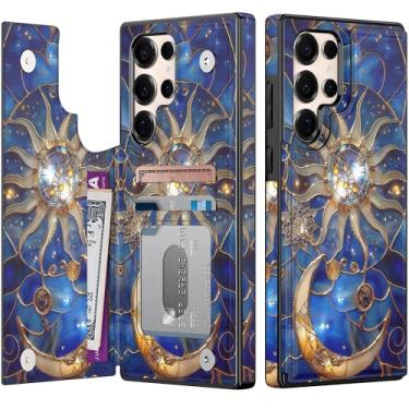 Imagem de Goodon Capa carteira para Samsung Galaxy S25 Ultra com suporte para cartão, bloqueio RFID, capa floral vintage estética, capa protetora retrô moderna exclusiva para mulheres e meninas - colagem