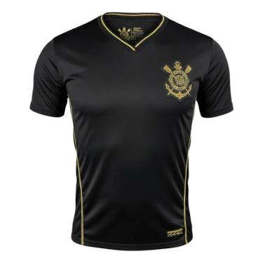 Imagem de Camisa Corinthians Dry Gola V Trançador Logo Bordado Gold-Unissex