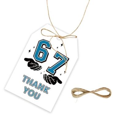 Imagem de 50 etiquetas de presente engraçadas, 6, 7, seis sete, agradecimento, 6, 7 etiquetas de presente com cordão para festa de aniversário, seis sete etiquetas de papel para lembrancinhas engraçadas de
