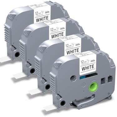 Imagem de Label Orison TZe-231 TZ-231 compatível com fita adesiva Brother P-Touch Tz 12 mm 0,47 refis brancos laminados para PT-H110 PT-D210 PT-D400 etiquetadora, preto sobre branco, 12 mm x 8 m, pacote com 4