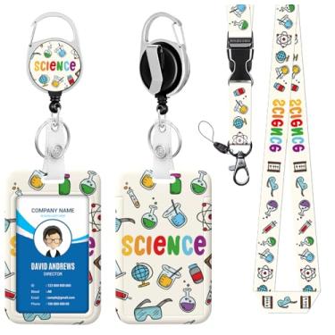 Imagem de Cordão para crachá de identidade, carretel de ciência, para homens, mulheres, fofo, enfermeira, professor, nome, etiqueta, clipe retrátil, chaveiro resistente, trabalho, escritório, presentes