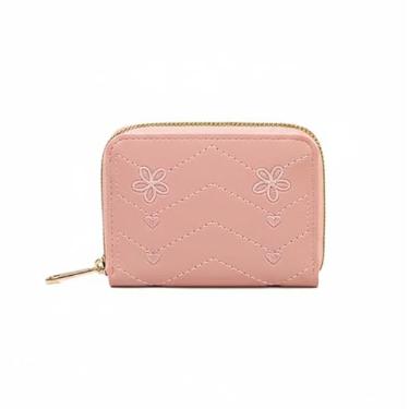 Imagem de Carteira curta estilo coreano feminina com zíper porta-moedas multifuncional porta-cartões simples moda clutch (rosa)