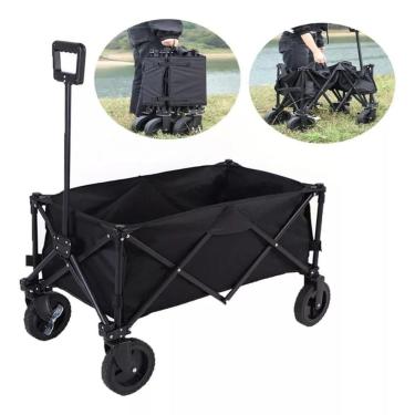 Imagem de Carrinho Mao Portatil Camping Praia Dobravel 100Kg Transporte Mercado Pesca Pacotes Viagem Multiuso Acampamento Reforcad
