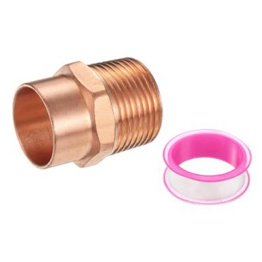 Imagem de PATIKIL Adaptador macho 22 mm ID x 3/10.2 cm G, com conexão C x m Conexões de adaptador de tubo de cobre Conectores de tubos roscados para HVAC residencial comercial