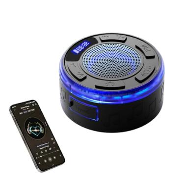 Imagem de Tangxi Alto-falante Bluetooth para Chuveiro Com Som Estéreo HD 360 °, Alto-falante Sem Fio à Prova D'água IPX6 Com Luzes RGB, Ventosa e Microfone, Display LED Pequeno Rádio para (Preto)