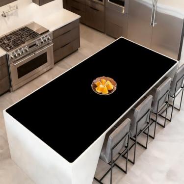 Imagem de Tapete de silicone extra grande de 203 x 61 cm para balcão de cozinha, protetor de bancada resistente ao calor, antiderrapante, impermeável, tapete de ilha de cozinha, fácil de limpar, preto