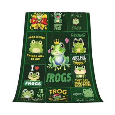 Imagem de Cobertor de sapo fofo para meninos meninas flanela desenhos animados engraçados cobertores macios leves para sofá roupa de cama para homens mulheres adultos crianças 127 x 152 cm